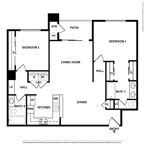 Floor plan 2 Bedroom 2 Bath Plan C
