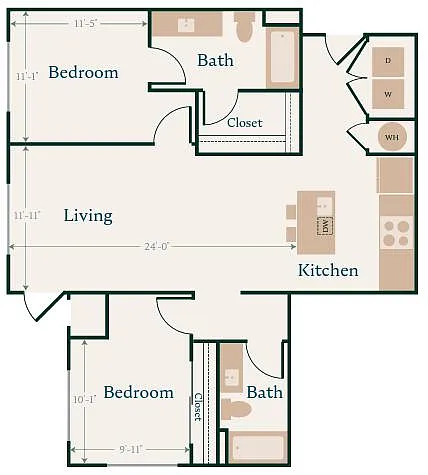 Floor plan Signature 2 Bed - 2 Bath C