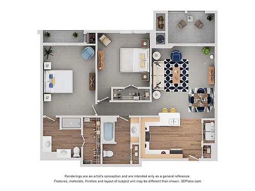 Floor plan Two Bedroom - Coltrane