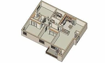 Floor plan 3 Bedroom 2 Bathroom - 60