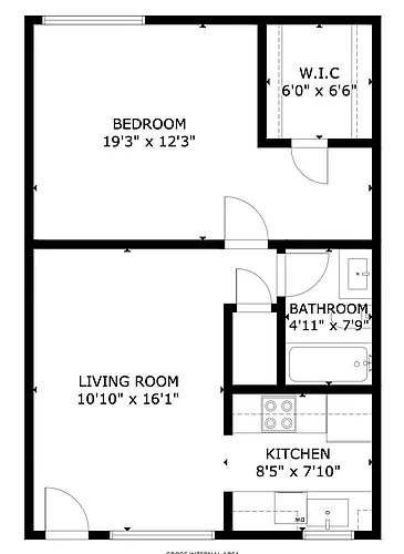 Floor plan 1 bed 1 bath