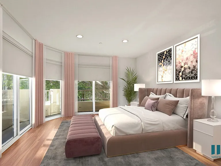 Bedroom with Balcony with Large-Size Windows and Vinyl Flooring