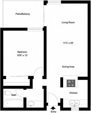 Floor plan 1 Bedroom 1 Bath