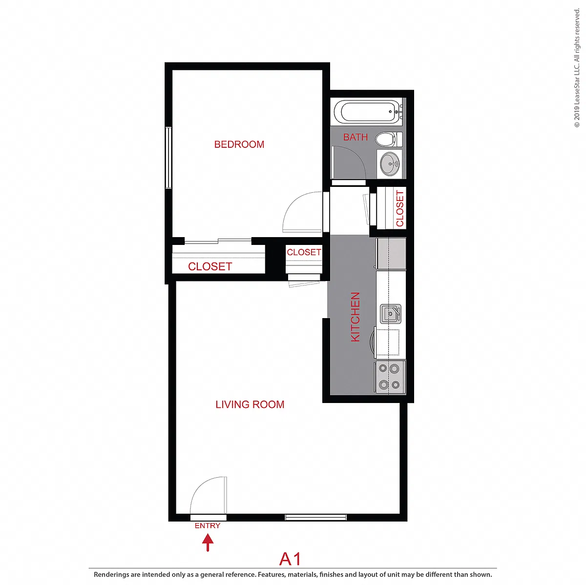 Floor plan 1 Bed 1 Bath
