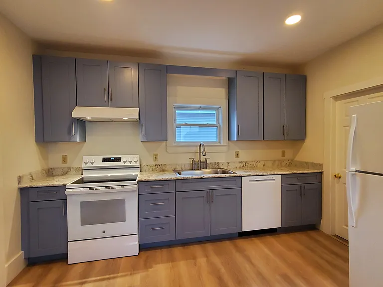 Completely new kitchen! New stove, exhaust hood, dishwasher, sink and faucet, cabinets and the flooring!