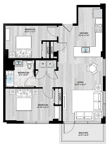 Floor plan Bella-2B1B-S