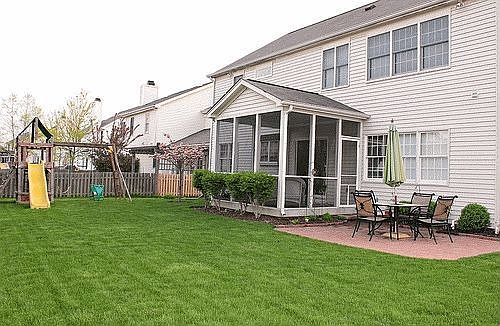 Backyard with Brick Patio and Porch