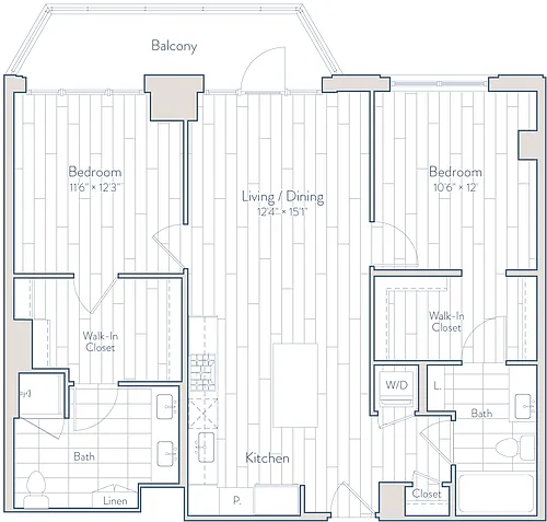 Floor plan 2 Bed/2 Bath-E26-b