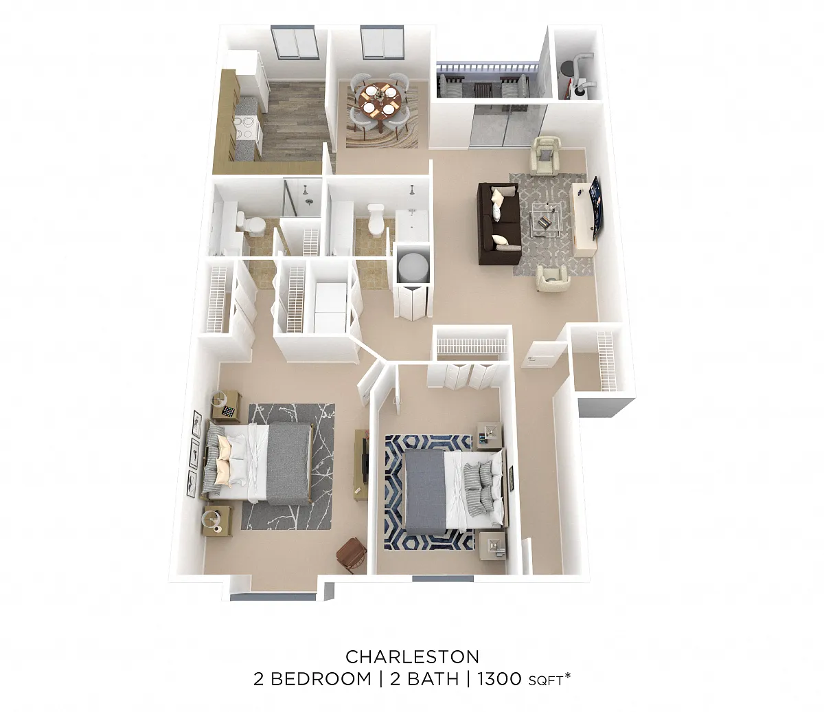 Floor plan Two Bedroom 2 Bath - Charleston