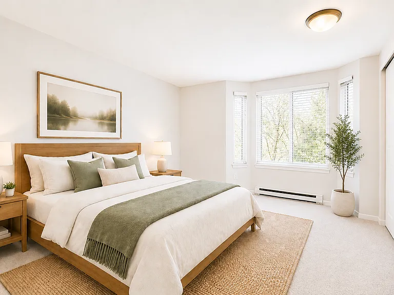 Virtually staged primary bedroom