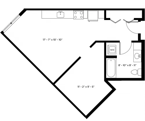 Floor plan 1 Bed 1 Bath Open
