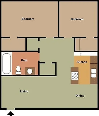 Floorplan 2 bed x 1 bath