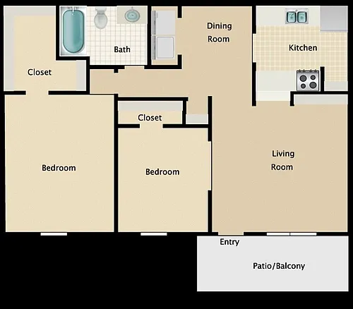 Floor plan 2 bedroom 1 bath