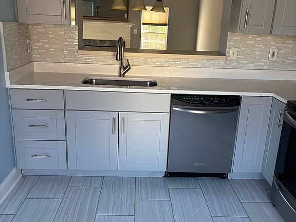 kitchen with pass through into dining room