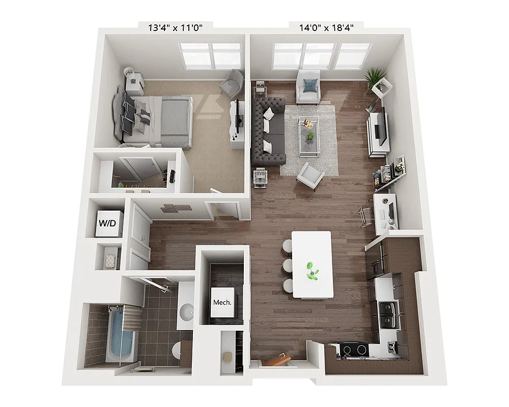 Floor plan One Bedroom A1H