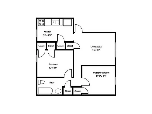 Floor plan 2BR/1BA Plus