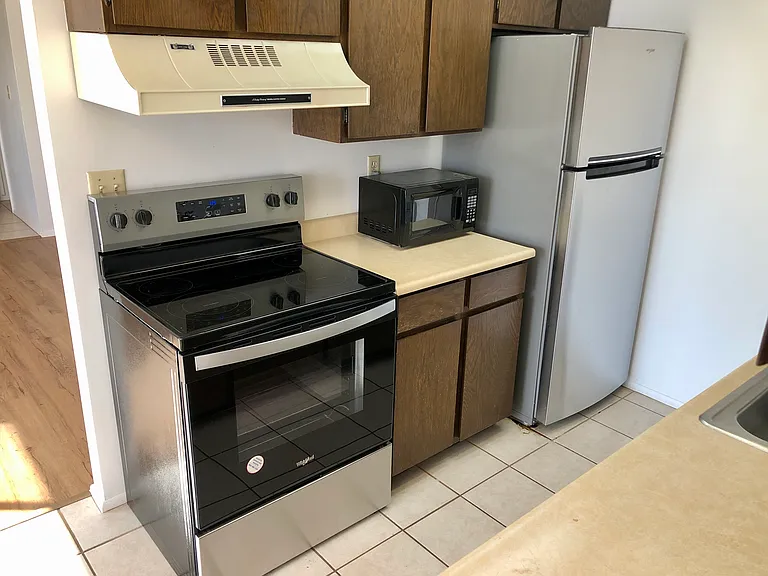 Brand new stainless steel appliances in kitchen
