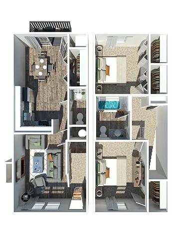 Floor plan 2 Bedroom 1.5 Bath