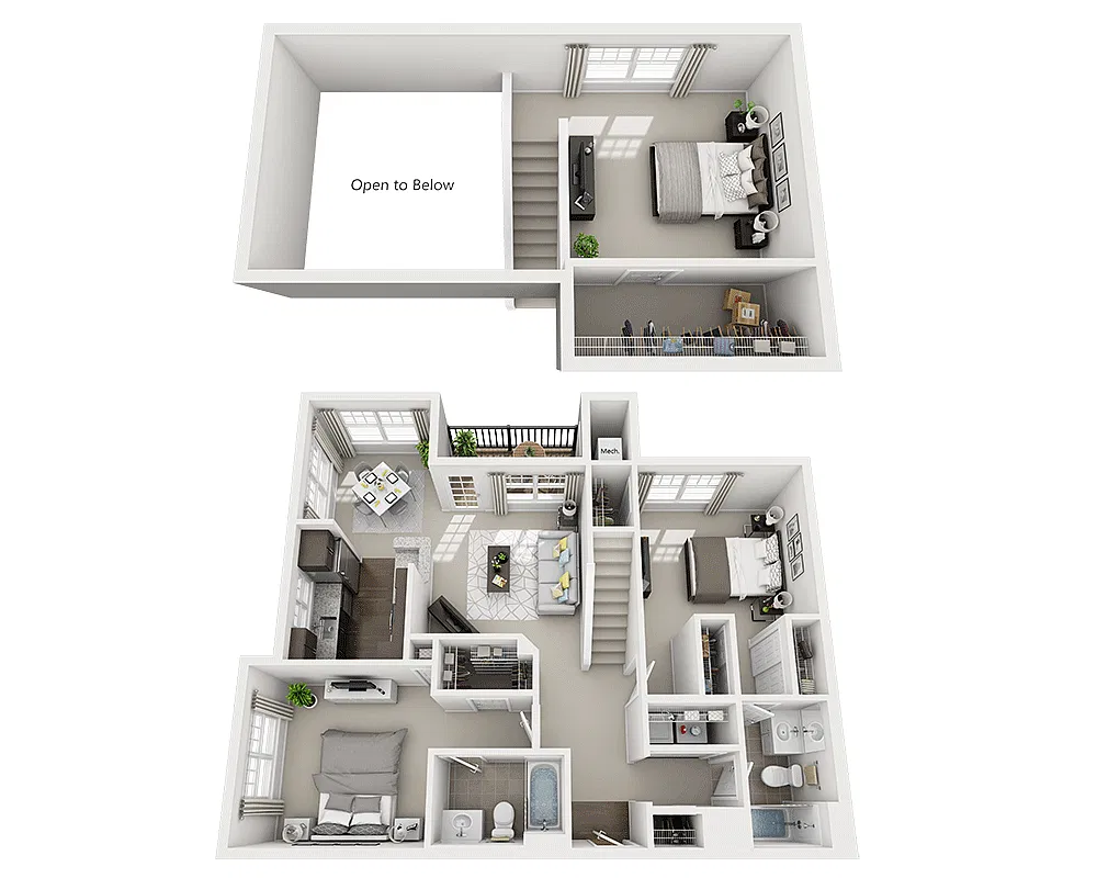 Floor plan Two Bedroom Loft B2CL