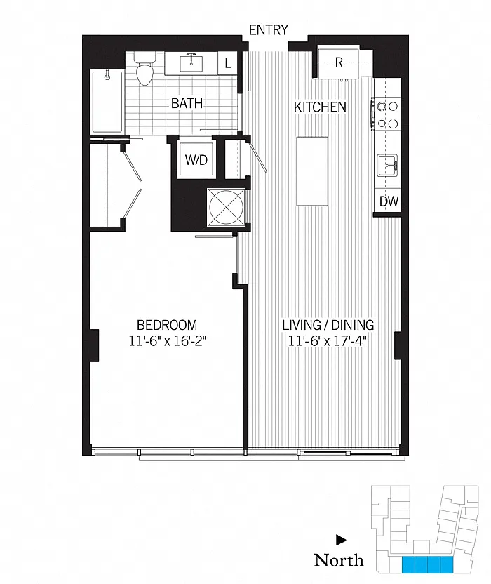 Floor plan 1 Bed - 1 Bath | a05