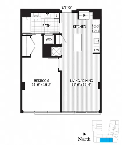 Floor plan 1 Bed - 1 Bath | a05