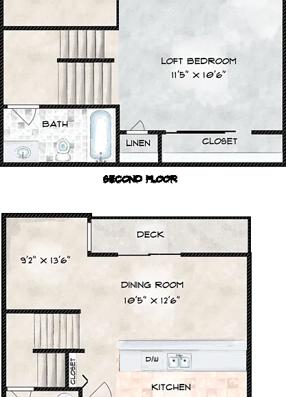 1 Bedroom Loft Floorplan Diagram