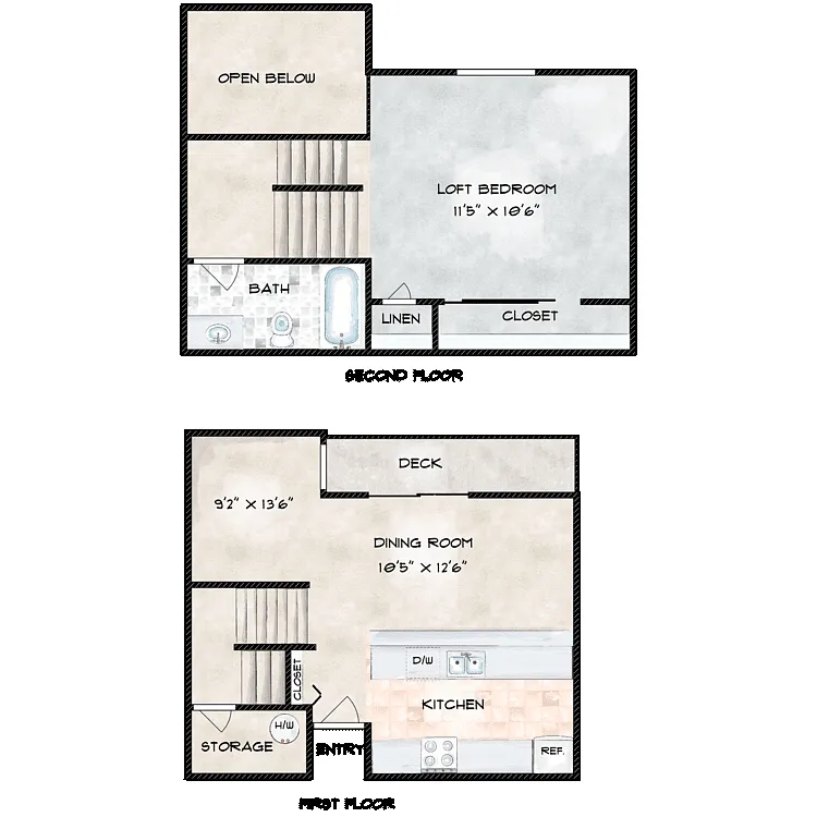 Floor plan 1 Bedroom Loft