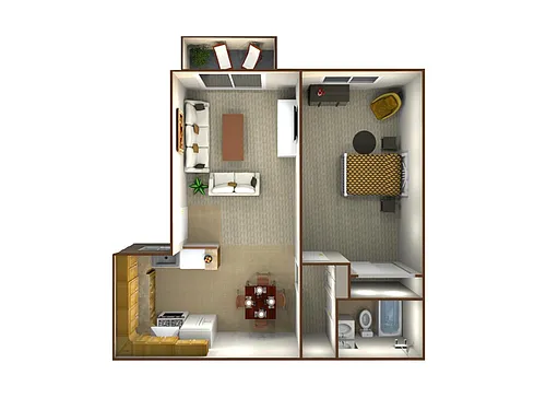 Floor plan 1 Bedroom Lg