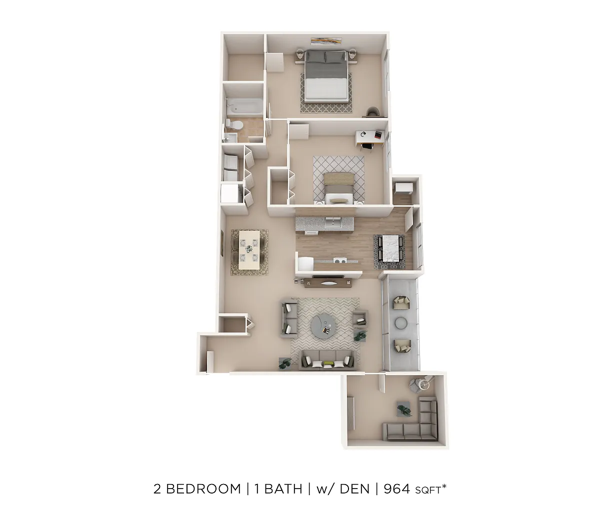 Floor plan Two Bedroom - 964 sqft