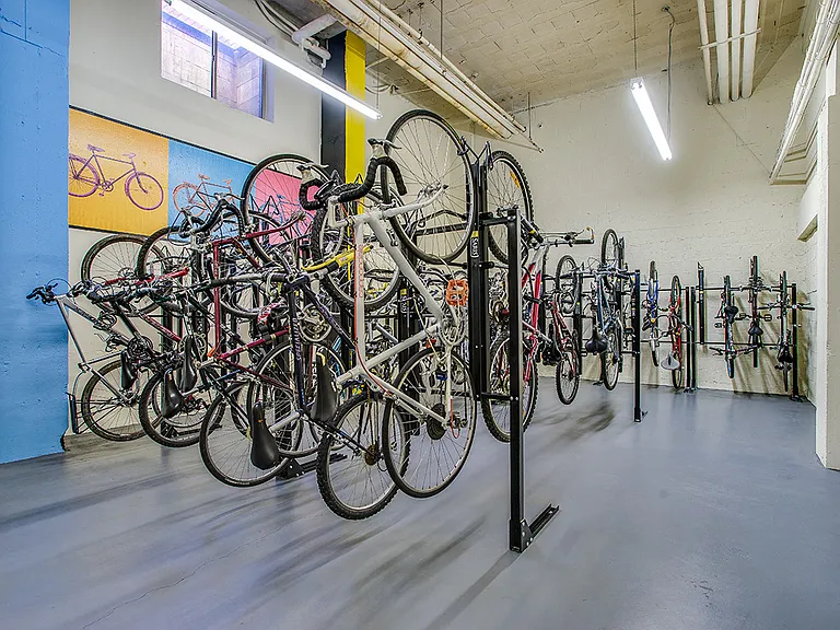 Bike room with racks