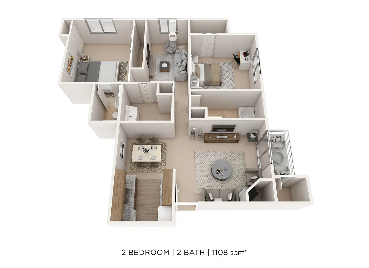 Floor plan Two Bedroom w/ Den