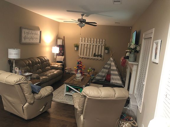 Living area with fireplace