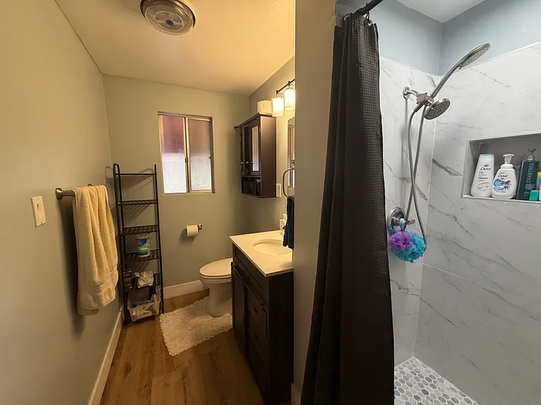 Primary bathroom with walk in shower.
