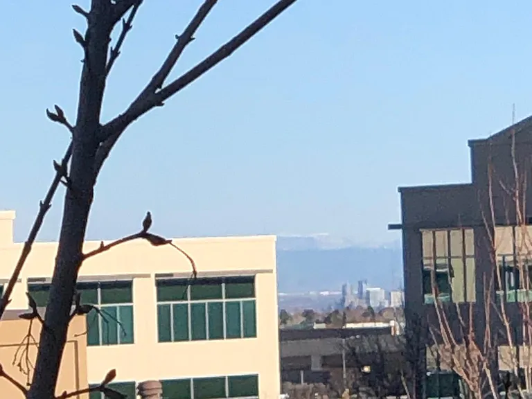 Peek through the buildings for a view of the Denver Tech Center from the balcony