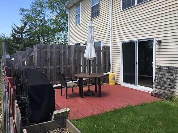 Fenced yard with deck