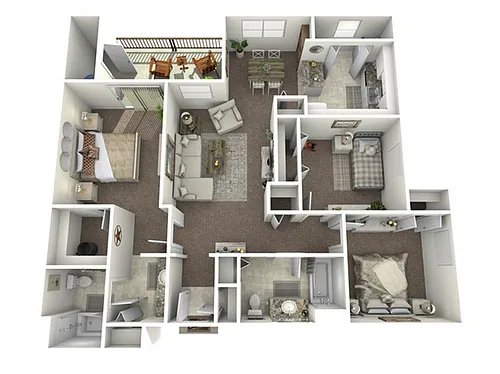 Floor plan 3 Bed, 2 Bath (60% Income Restricted)