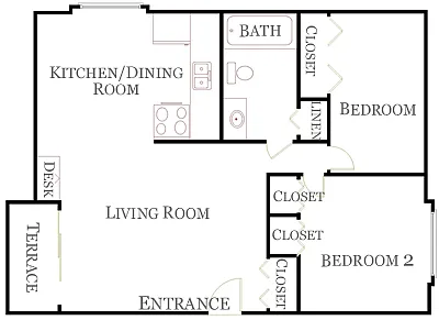 Floor plan Garden Two Bed
