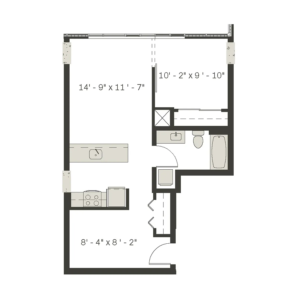 Floor plan 1 Bed/1 Bath Den-a4.1