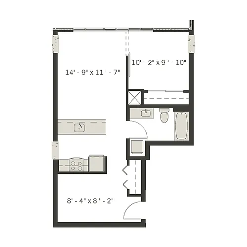 Floor plan 1 Bed/1 Bath Den-a4.1