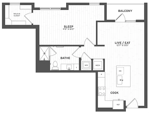 Floor plan 1 Bed/1 Bath-A4.2