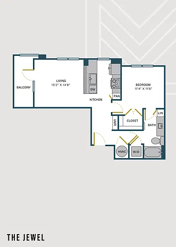 Floor plan The Jewel | 1 Bed | 1 Bath