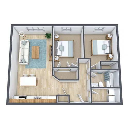 Floor plan Two Bedroom 21B
