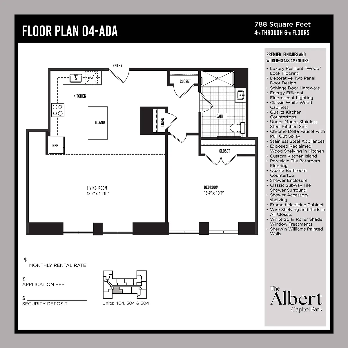 Floor plan 1 Bedroom Unit - ADA