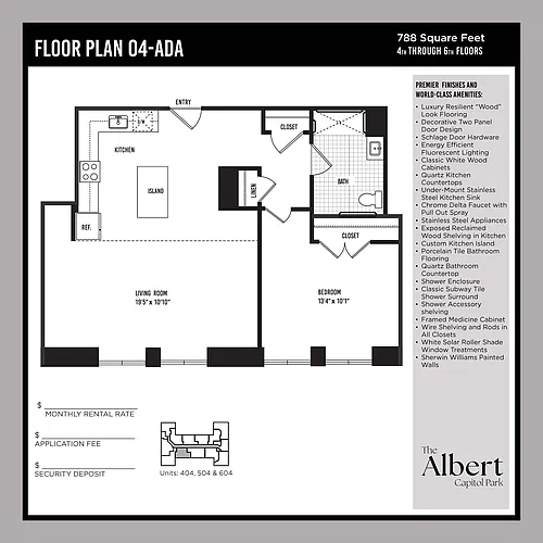 Floor plan 1 Bedroom Unit - ADA