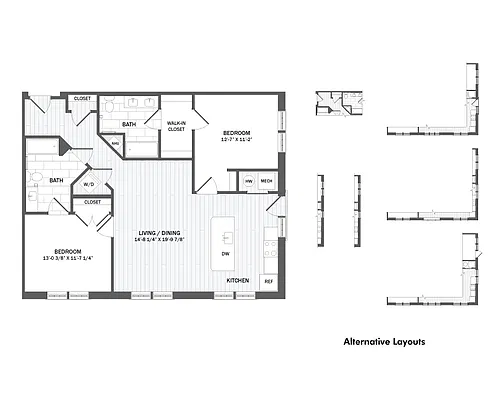 Floor plan 2Bed/2Bath-B3D