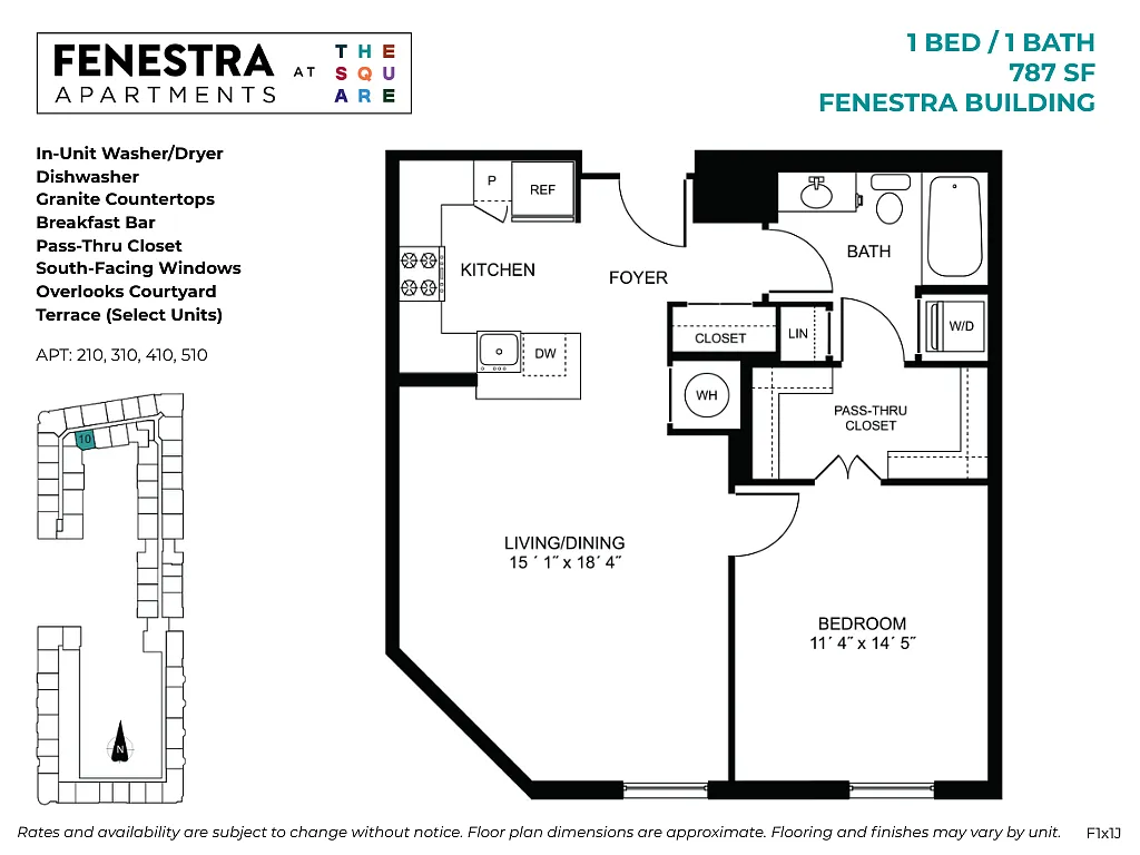 Floor plan Fenestra - 1 Bed / 1 Bath