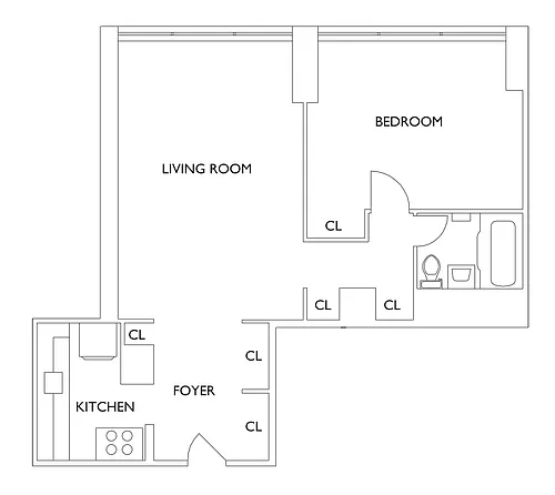 Floor plan WEST SIDE MARQUIS - 1 Bedroom One Bathroom