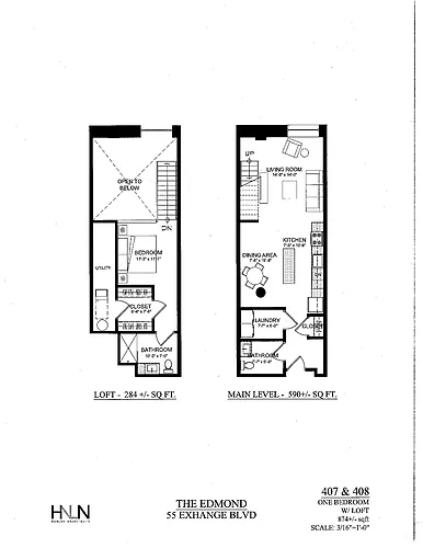 Floor plan 1 Bed 1.5 Bath Loft