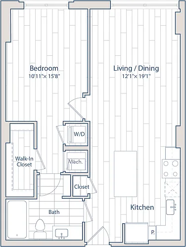 Floor plan 1 Bed/1 Bath-C1-5