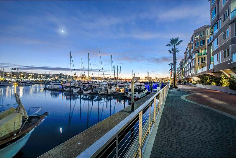 View of Esprit Apartment Homes from the docks